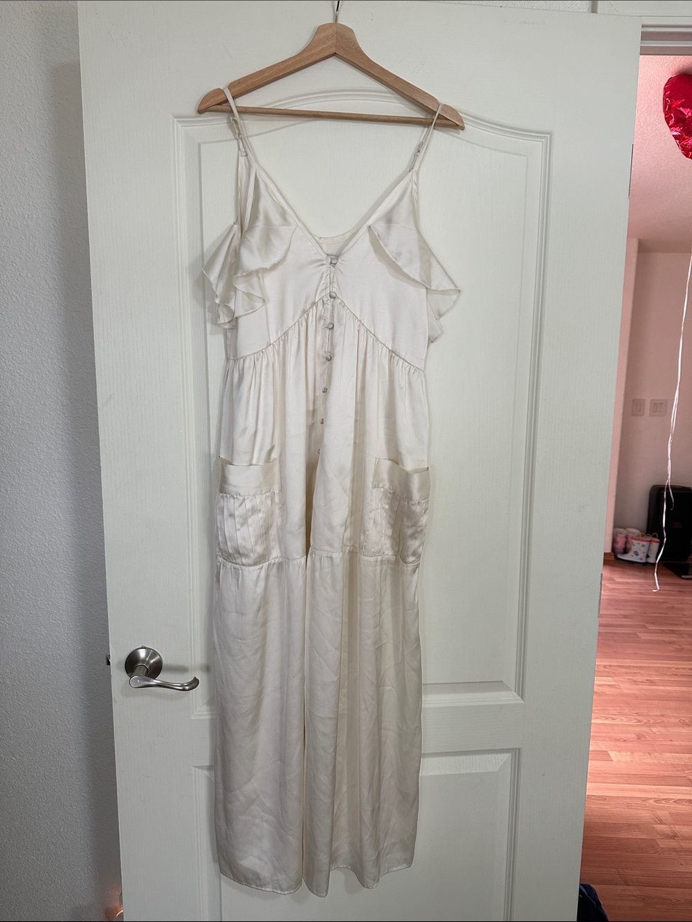 ASOS Cream Slip Maxi Dress with Ruffle Straps